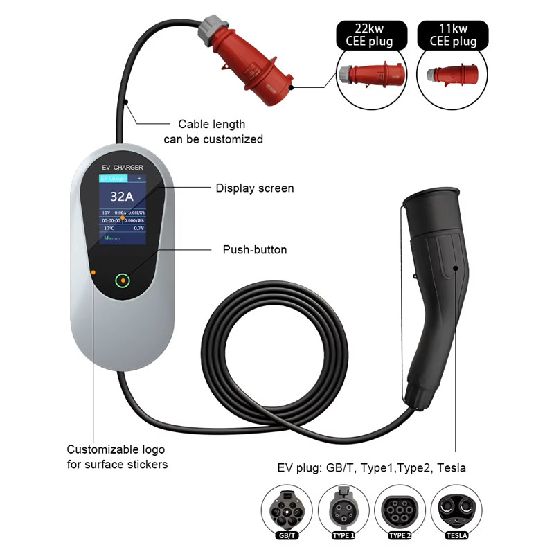 Портативное зарядное устройств – обзор и цена Type 2 Portable Ev Charger 11Kw Cee